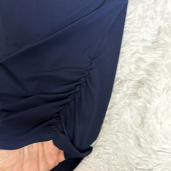 Espresso Royal Blue Cold-shoulder Blouse with silver accents. Gathers at side - Picture 6 of 8